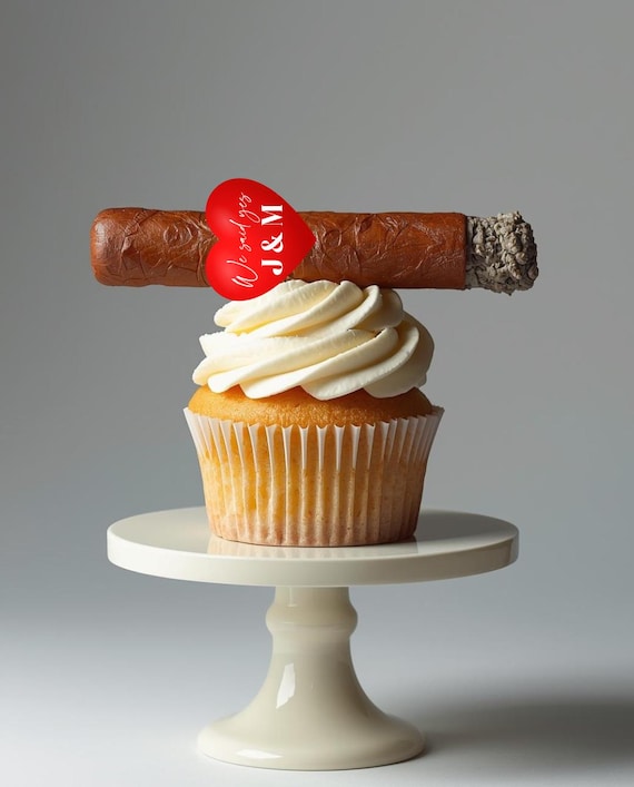 We Said Yes Cigar Banner Heart Shape | Edible Cake Topper or Non Edible | Wedding Engagement Celebration