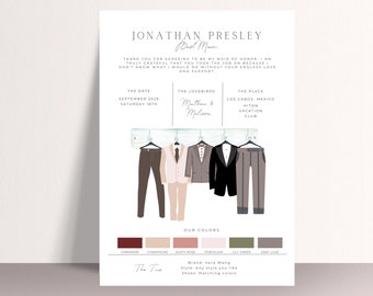Groomsmen Info Card Template, Best Man Party Info Card, Groomsman Printable, Best Man, Information Card, Proposal Card #GIC