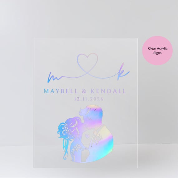 Personalized Acrylic Holographic Wedding Sign | Bride and Groom Wedding Day Signage | Custom Keepsake Sign | Bride & Groom Wedding Gift