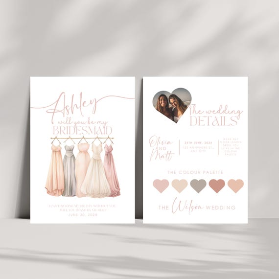 Customizable Bridesmaid Proposal Invitation - Editable Maid of Honor & Wedding Details - Personalized Wedding Party Invite