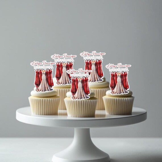 Bridesmaid Proposal Cupcake Toppers | Bride & Bridesmaid Dress Party Decor | Maid of Honor Proposal Ideas | Getting Ready Bridal Shower
