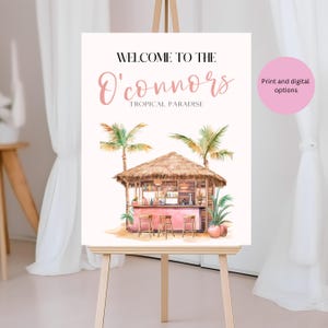 Tropical Summer Birthday & Baby Shower Welcome Sign | Editable Luau Entrance Sign | Beach, Pool Party Decor