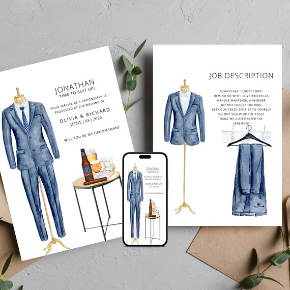 Groomsmen proposal Invitation Template, Will you be my groomsman, Will you be my Best Man, Groomsman Proposal, best man invitation, #GWS