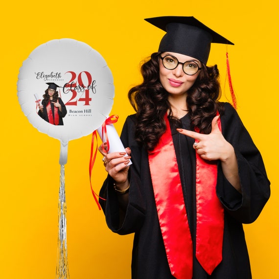 Custom Graduation Balloon with Personalized Photo - Mylar Helium Balloons for Graduation Decor, Balloon Decoration