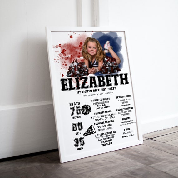 Editable Cheer Leading Birthday Milestone Sign Template, DIY Printable Decor for Sports Party | Editable Cheer Banner, Print and Digital