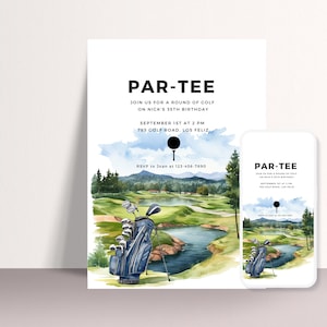 Customizable Golf Birthday Invitation Template, Editable Let&#39;s Par Tee Invitations Golf Bday Invite, Golf Party, Instant Download