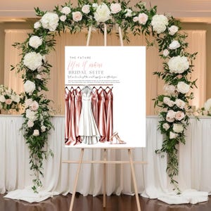 Brautsuit Willkommen Zeichen, Brautjungfer & Trauzeugin Zeichen, Hochzeit Morgen Dekor, Dessert Rose Thema, Instant Download, Brautparty Zeichen