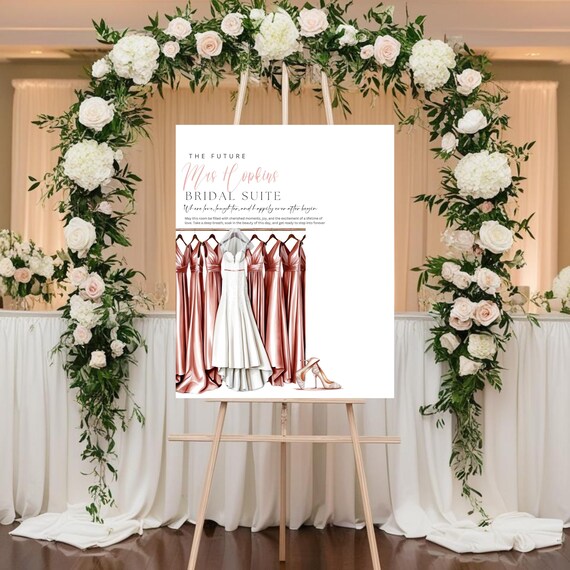 Bridal Suite Welcome Sign, Bridesmaid & Maid of Honor Sign, Wedding Morning Decor, Dessert Rose Theme, Instant Download, Bridal Party Sign