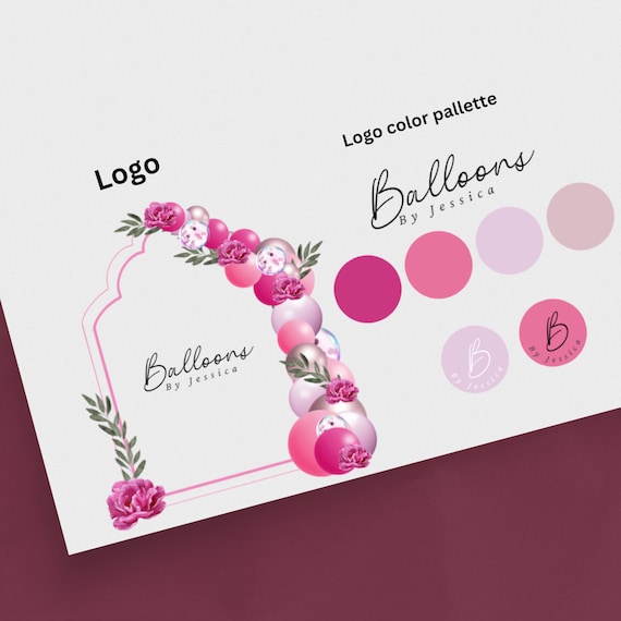 Custom Balloon Logo, Balloon Artist Logo, Party Event Planner Logo, Watercolor Logo, Balloon Business Logo, Premade Logo, Instant Download