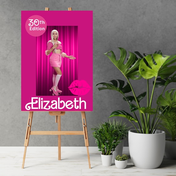 Birthday Welcome Party Sign, Doll Box with photo, Doll Box Party Poster, Editable Template, Personalized Invitation, Print and Digital, #BRB