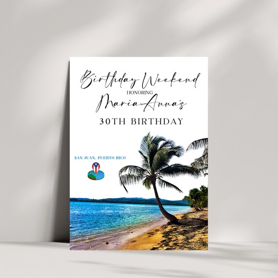 Editable Puerto Rico Birthday Welcome Sign: San Juan Skyline Printable - Customizable Banner for Puerto Rico Party Decoration