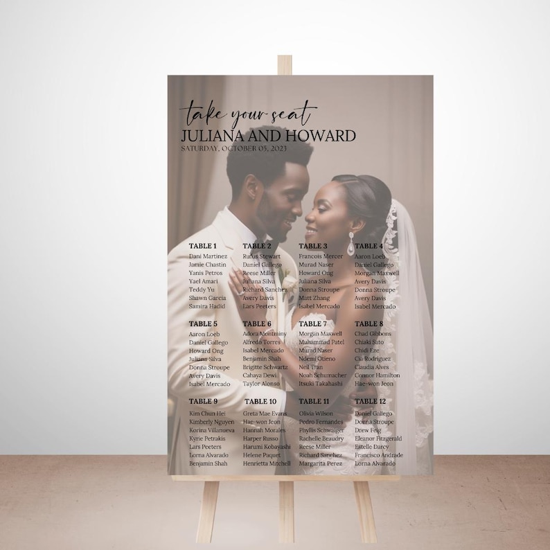 Custom Wedding Photo Seating Chart Sign – Elegant Acrylic Reception ...