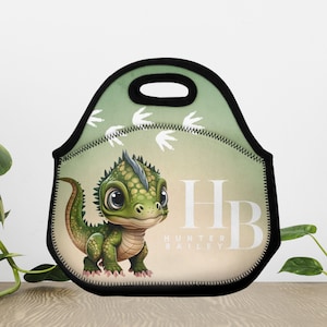 Personalized Insulated Lunch Bag for Kids, Dinosaur Theme, Back to School Lunch Tote, Custom Name Bag, #LNCH