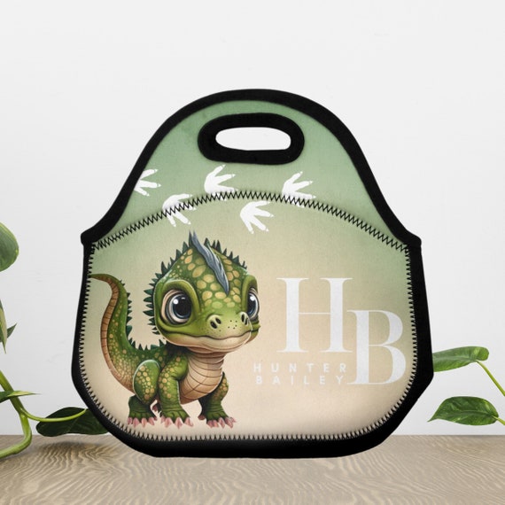 Personalized Insulated Lunch Bag for Kids, Dinosaur Theme, Back to School Lunch Tote, Custom Name Bag, #LNCH