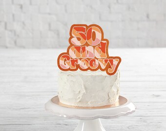 Custom 70s Retro Birthday Cake Topper, Groovy Theme - Handcrafted Party Decor for Any Age, Personalized Anniversary, Wedding Cake Decoration