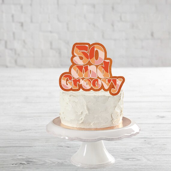 Custom 70s Retro Birthday Cake Topper, Groovy Theme - Handcrafted Party Decor for Any Age, Personalized Anniversary, Wedding Cake Decoration