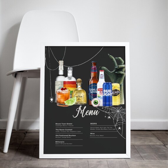 Halloween Cocktail Welcome Sign, Signature Spooky Printable Sign, Editable Creepy Banner, Custom Halloween Bar Signs, Drink Menu