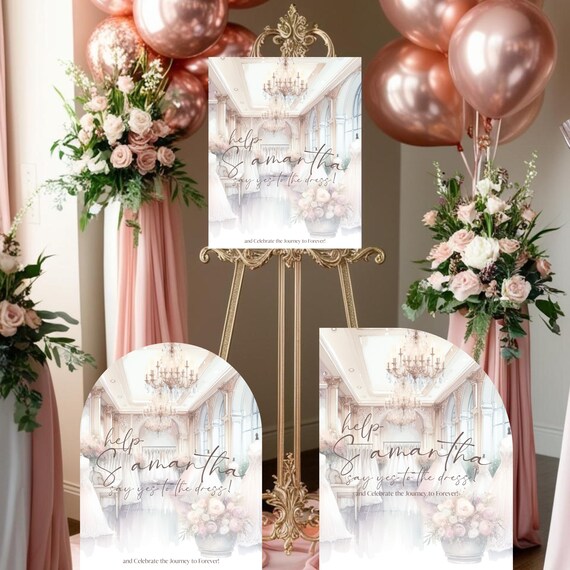 Say Yes to the Dress Welcome Sign | Bridal Party Celebration Sign | Help Me Say Yes Party Decor | Bridal Shower Signage