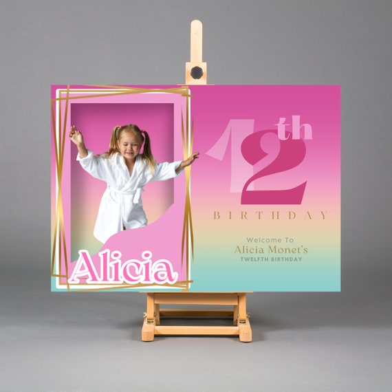 Personalized Birthday Doll Box Welcome Sign, Doll Party Banner, Doll Box with photo, Doll Box Party Backdrop, Pink Doll Box Decor