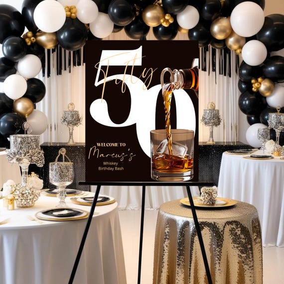 Whiskey Birthday Welcome Sign | Bourbon Party Entrance Sign | Whiskey Bar Decor | Rustic Whiskey Barrel Birthday Banner | Whiskey Theme Sign