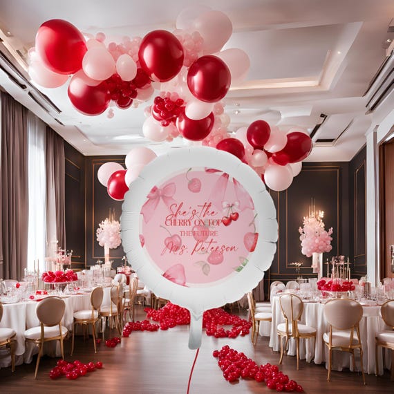 Custom Cherry on Top Balloon | 22" Helium Bridal Shower Balloon Decor | Birthday Party Balloon | Unique Party Decoration | Event Balloon