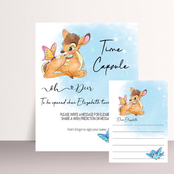 Printable Blue Oh Deer Birthday Time Capsule Sign, Editable Deer Birthday Time Capsule Cards, Deer Themed Template, Instant Download, #ODB