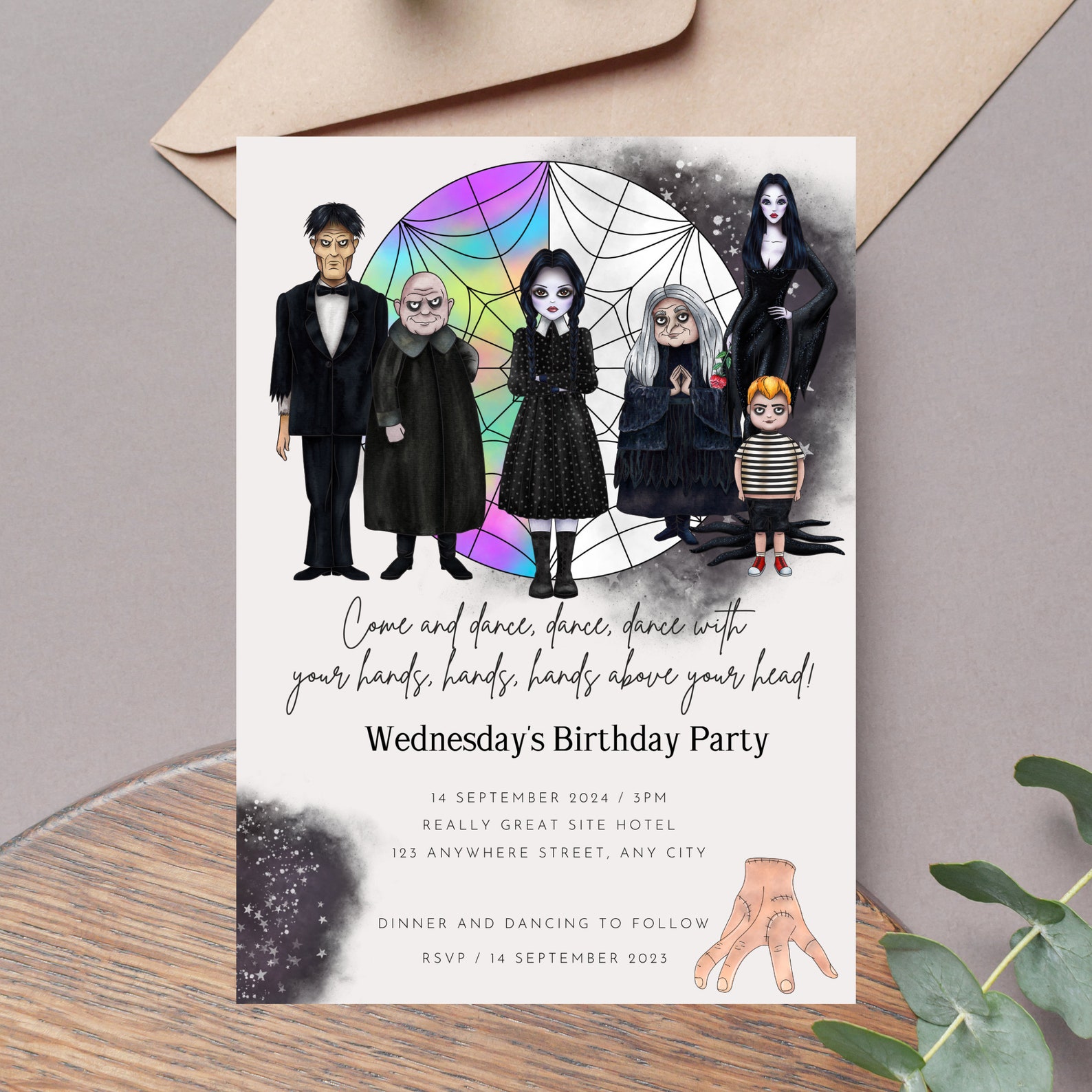 Wednesday Birthday Invitation Template, Wednesday Invitation, Family Wednesday Birthday Invitation Template, Wednesday Invitation, Family