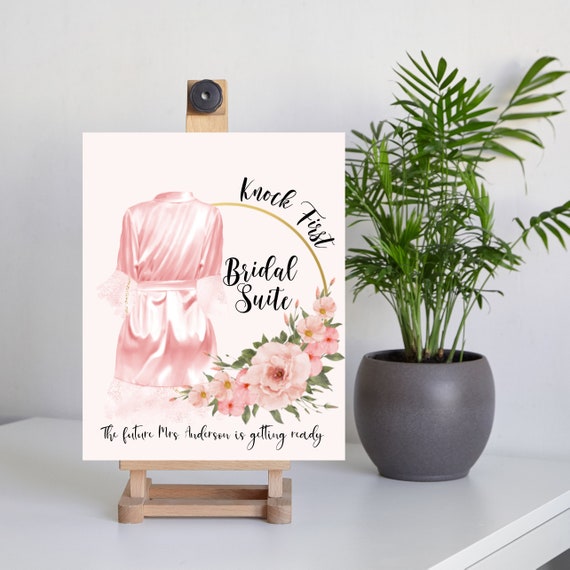 Bridal Suite Knock First Wedding Sign, The Bride is Getting Ready Banner, Brides Dressing Room Signs, Personalized Banners, #WBS