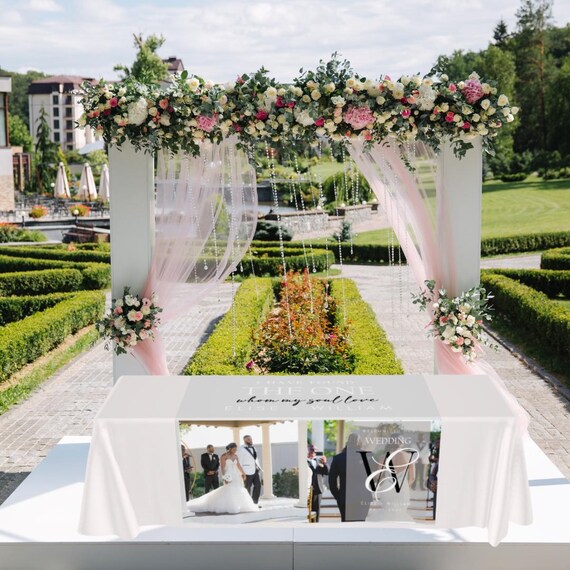 Custom Photo Table Runner – Personalized Wedding Table Décor or Business Branding | Printed Fabric Table Runner with Your Images or Logo