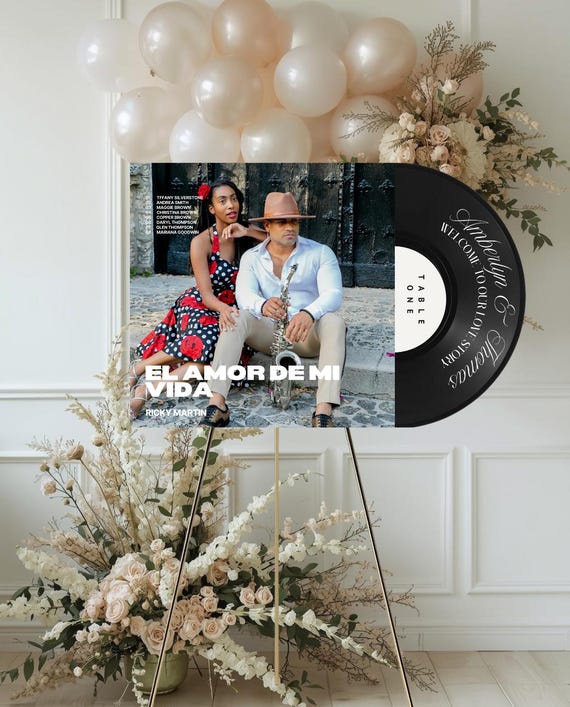 Custom Photo Vinyl Record Table Seating Chart Signs Set of 10 | Wedding Guest List Foam Board | Music Theme Table Numbers