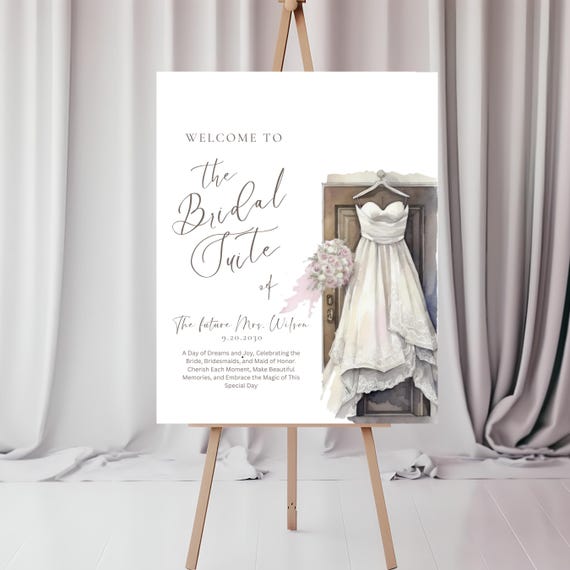 Custom Bridal Suite Welcome Sign | Elegant Bride, Bridesmaids, Maid of Honor Sign | Personalized Wedding Suite Decor | Wedding Day Decor