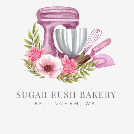 Custom Logo, Bakery Logo, Rolling Pin Logo, Mixer Logo, Baking Logo, Food Logo, Watercolor Logo, Cake Logo, Premade Logo, Instant Download