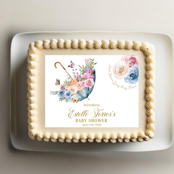 April Showers Baby Shower Cake Topper - Floral Butterfly Cupcake Toppers - Spring Baby Shower Decor - Rain Theme Party Decorations