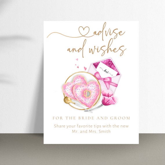 Editable Love Bridal Shower Advice and Wishes Template | Wedding Love Sign | Personalized Bridal Shower Gathering Decoration