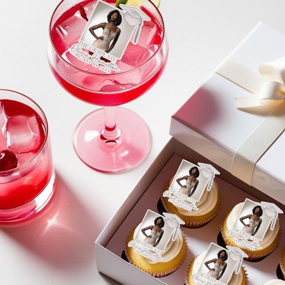 Custom Graduation Photo Cupcake Toppers & Drink Toppers 2025 – Personalized Graduation Party Decor, Photo Toppers for Cakes and Drinks