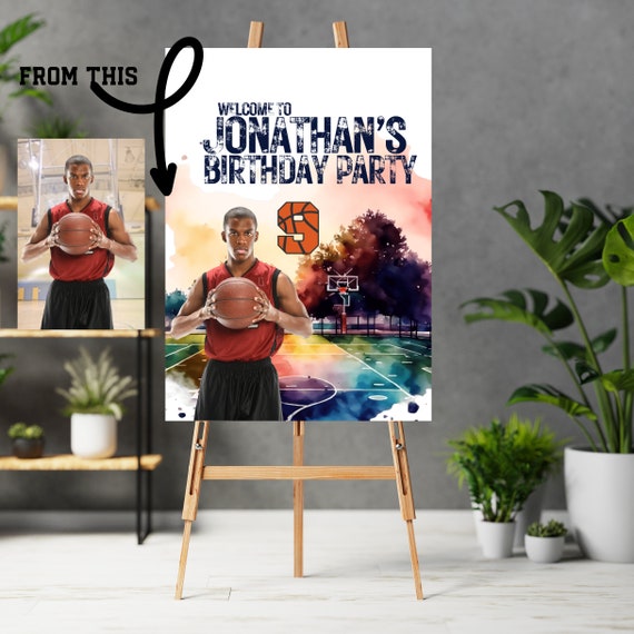 Editable Basketball Birthday Welcome Sign Template, DIY Printable Decor for Sports Party | Editable Basketball Event Sign, Digital Print