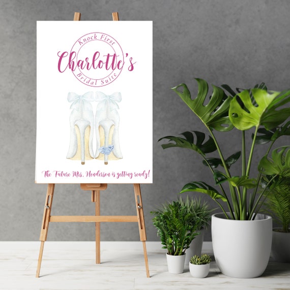 Bridal Suite Knock First Wedding Sign, The Bride is Getting Ready Banner, Brides Dressing Room Signs, Personalized Banners, #WBS