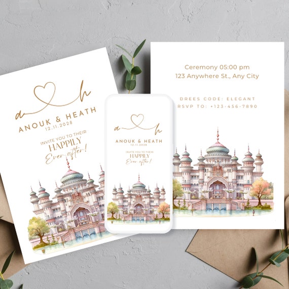 Fairytale Castle Wedding Printable Invitation, Princess Wedding Invitation Template, Happily Ever After Editable Party Invite