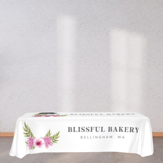 Personalized Business Company Logo Table Cloth - Customized Business Table Décor - Ideal for Tradeshows, Events, and Pop-Up Displays