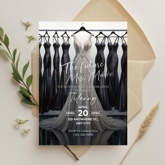 Future Mrs Bridal Shower Invitation, Bride & Bridesmaids Dress Theme, Personalized Wedding Party Invite, Digital or Printed Custom Invite