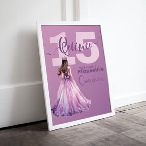 Custom Princess Quincenera Welcome Sign, Personalized Birthday Party Decor, Fairy Tale Theme, Custom Name Sign, Quincenera Decorations