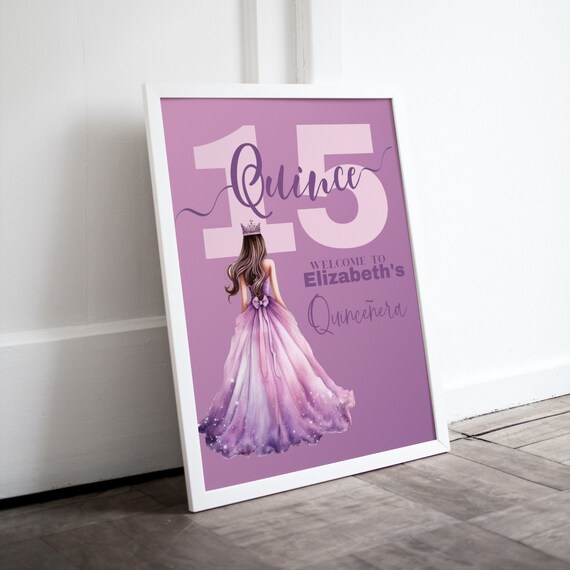 Custom Princess Quincenera Welcome Sign, Personalized Birthday Party Decor, Fairy Tale Theme, Custom Name Sign, Quincenera Decorations