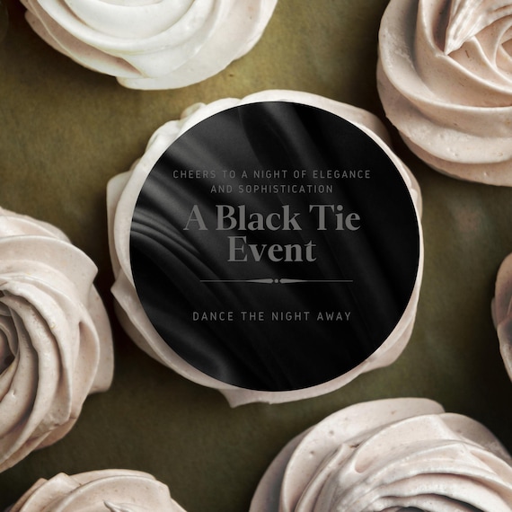 Edible All Black Tie Event Cupcake Toppers, Custom Elegant Cake Decor for Weddings, Formal Parties  Gala Events - Sophisticated Dessert