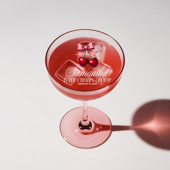 She’s the Cherry on Top Drink Topper, Cupcake Topper, Bachelorette Party Decor, Engagement Party, Bridal Shower, Birthday Cocktail Garnish