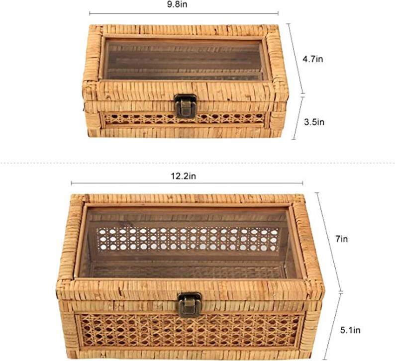 Rectangular Rattan Box With Lids Etsy