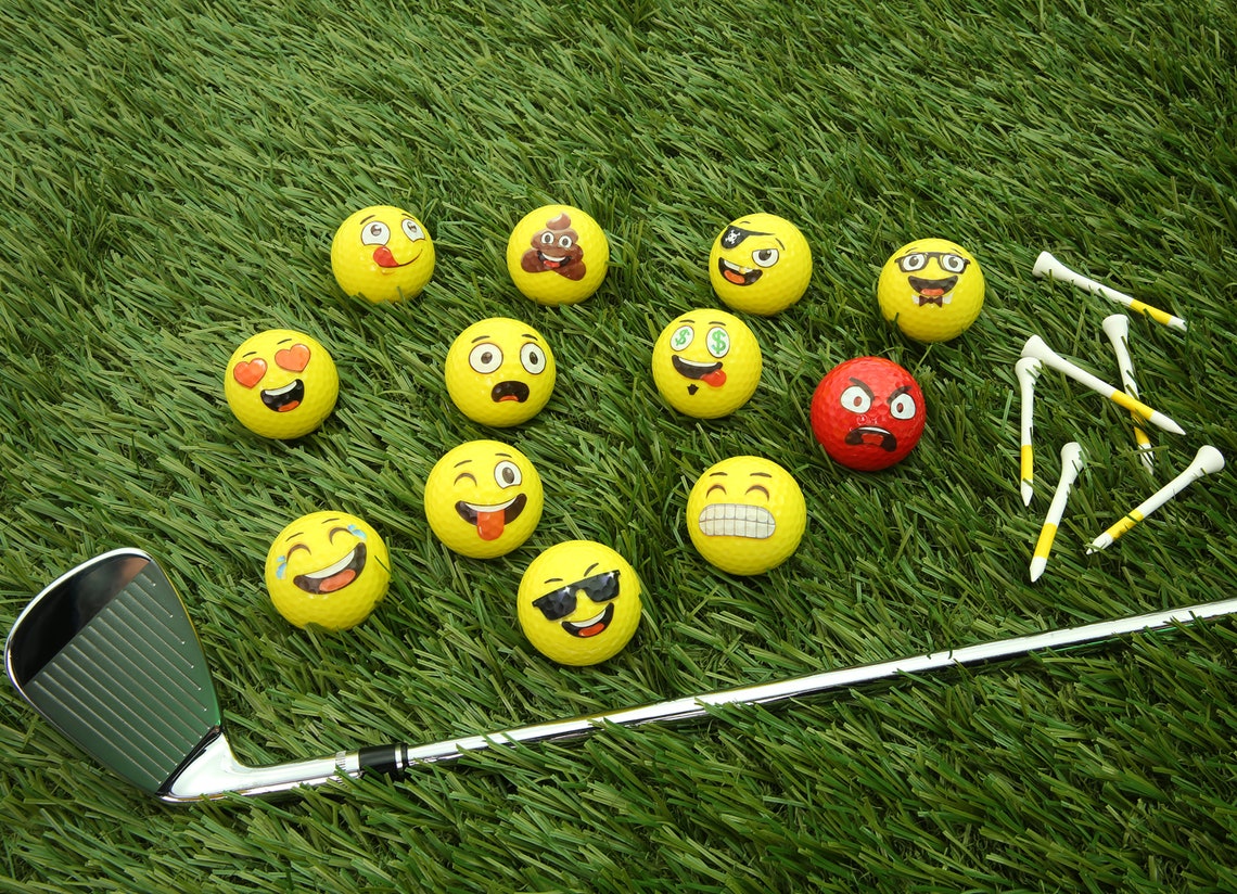 Ojiemoji Premium Emoji Golf Balls, Unique Professional Practice Golf Balls, 12pack Emoji