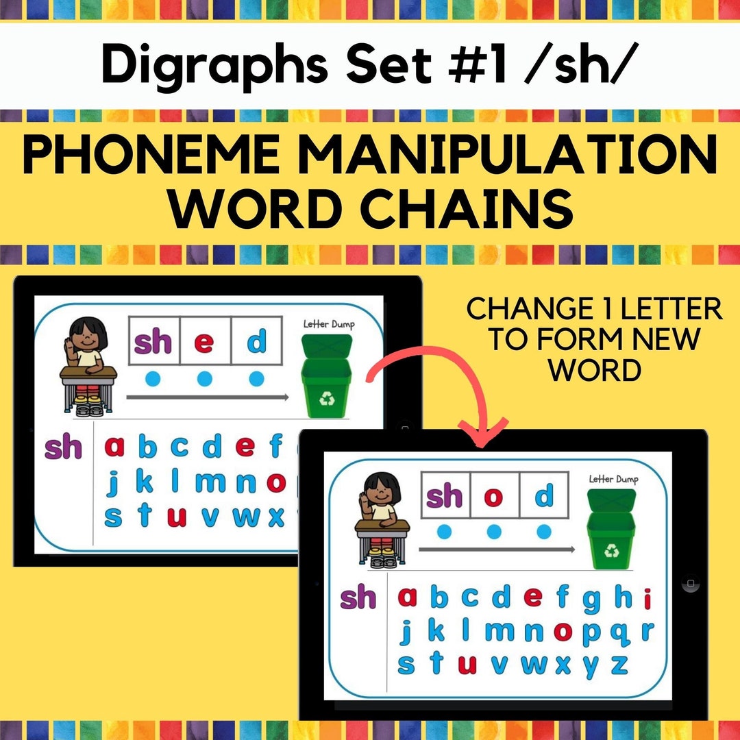 Word Chains Digraphs 1 /sh/ Phonics Word Work Centers UFLI Inspired Digital Letters