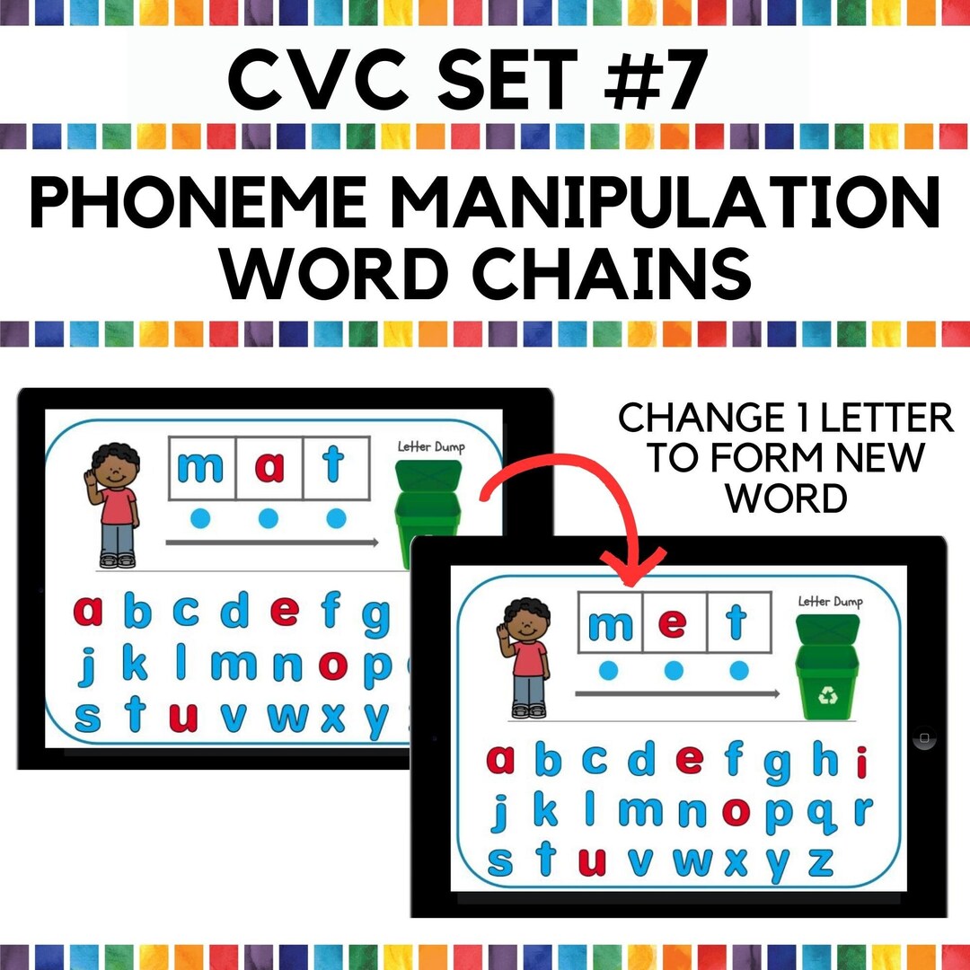 Word Chains CVC 7 Phonics Word Work UFLI Inspired Digital