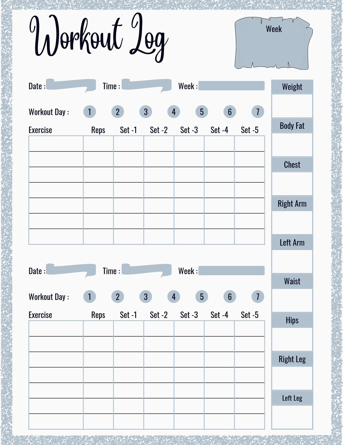 Workout Journal/log Download & Print PDF - Etsy