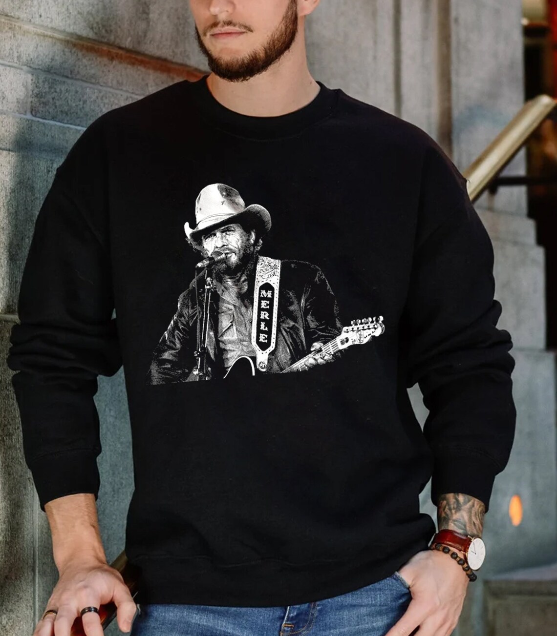 Merle Haggard Country Black Ver Unisex Sweatshirt T-shirt - Etsy Canada